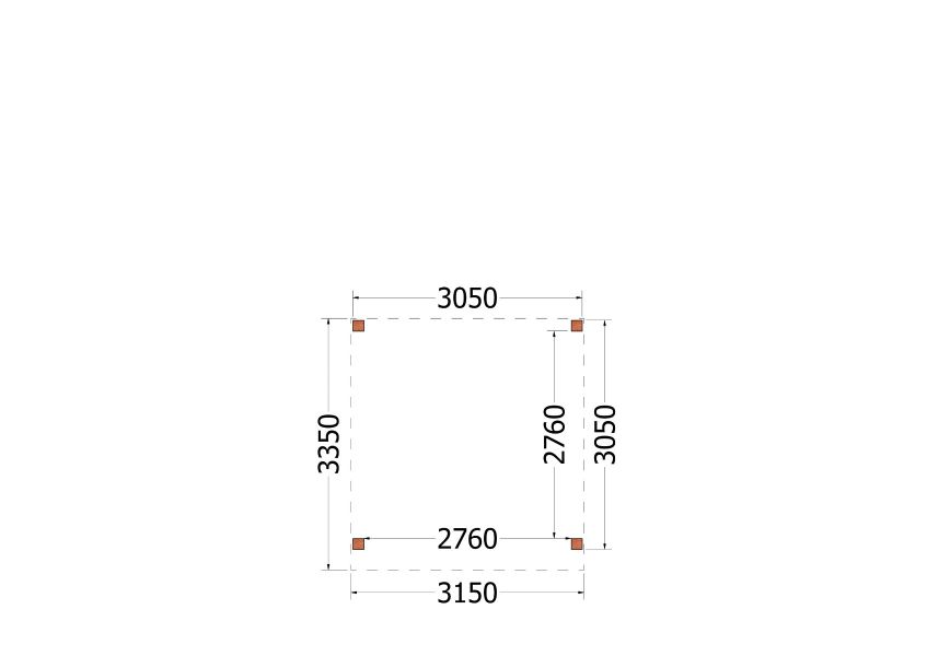 Trendhout plat dak traditioneel overkapping 315x335x260 cm geschaafd Douglashout - zaag- en bouwpakket