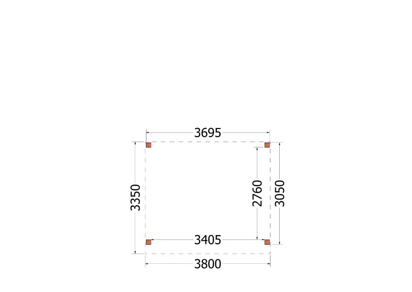 Trendhout plat dak traditioneel overkapping 380x335x260 cm geschaafd Douglashout - zaag- en bouwpakket