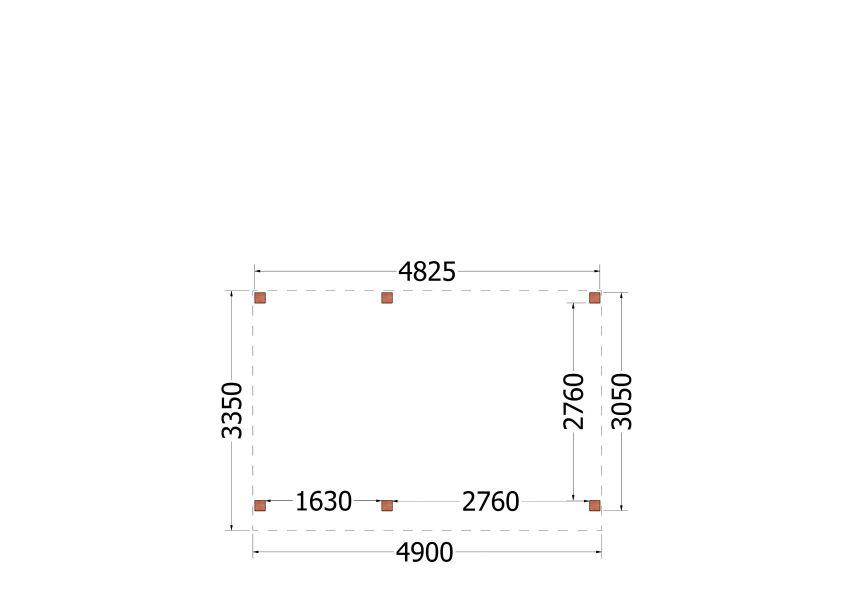 Trendhout plat dak traditioneel overkapping 490x335x260 cm geschaafd Douglashout - zaag- en bouwpakket