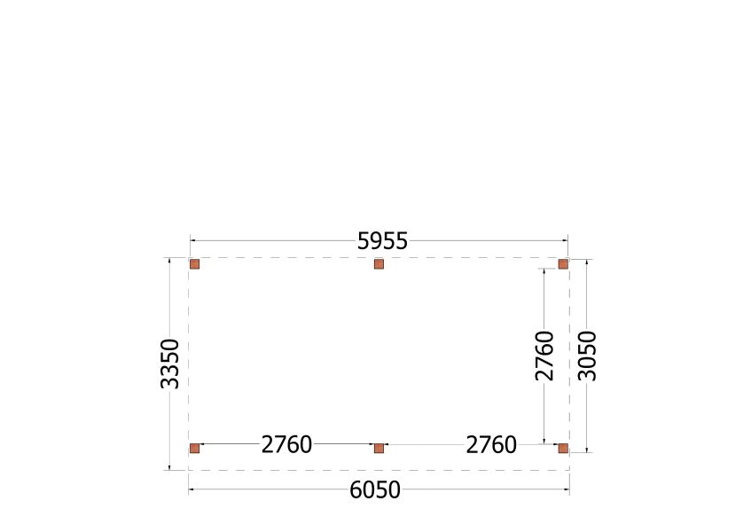 Trendhout plat dak traditioneel overkapping 605x335x260 cm geschaafd Douglashout - zaag- en bouwpakket