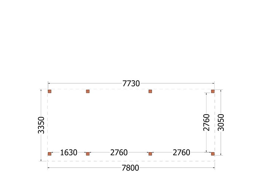 Trendhout plat dak traditioneel overkapping 780x335x260 cm geschaafd Douglashout - zaag- en bouwpakket