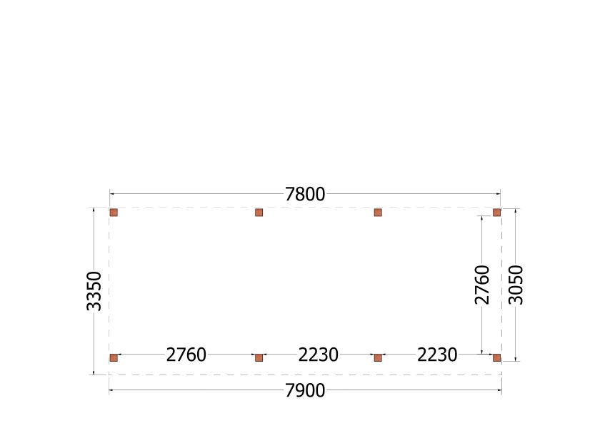 Trendhout plat dak traditioneel overkapping 790x335x260 cm geschaafd Douglashout - zaag- en bouwpakket