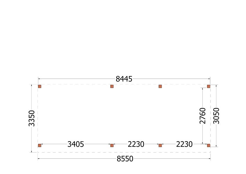 Trendhout plat dak traditioneel overkapping 855x335x260 cm geschaafd Douglashout - zaag- en bouwpakket