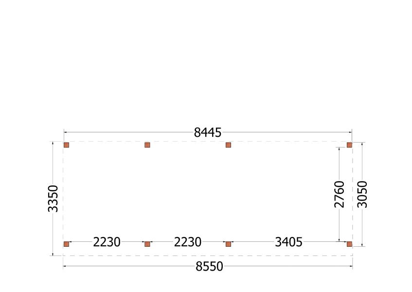 Trendhout plat dak traditioneel overkapping 855x335x260 cm geschaafd Douglashout - zaag- en bouwpakket