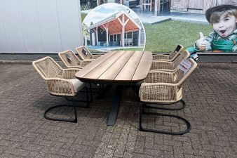 Tuinset Vivant - tafel en 6 swingstoelen