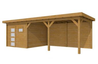 Tuinhuis Raaf - groen geïmpregneerd 302,5x302,5 cm + luifel 500 cm