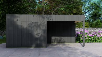 Poolhouse Trendy 300x300 cm + luifel 300 cm - exterieur zwart gecoat