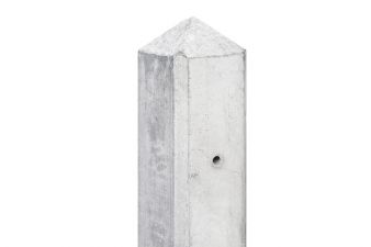Eindpaal beton wit/grijs met diamant kop 10x10x308cm - t.b.v. 2 platen voor schermen 180cm hoog