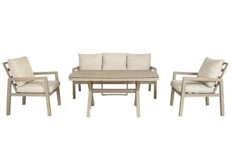 Loungeset Coling van SenS-Line, aluminium frame met beige kussens