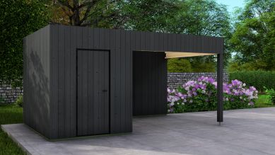 Poolhouse Trendy 200x300 cm + luifel 300 cm - exterieur zwart gecoat