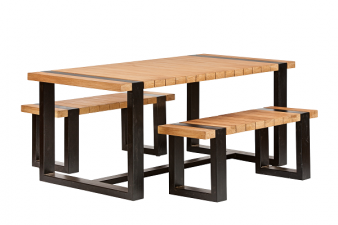 Tuinset Wellington Teak met zwart staal