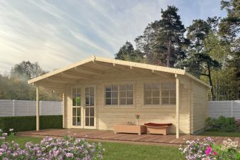 Blokhut Gijs 595x400 cm + luifel 200 cm - red class wood geïmpregneerd