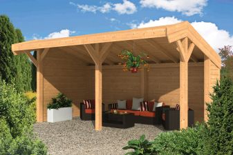Lariks/Douglas kapschuur Goor 600x390 cm met blanke wanden - Bouwpakket