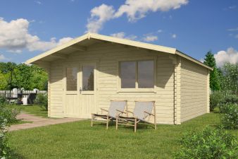 Blokhut Floor 505x505 cm + luifel 90 cm 40 mm vuren blank