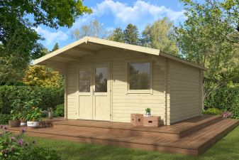 Blokhut Floor 410x410 cm + luifel 130 cm 40 mm vuren blank