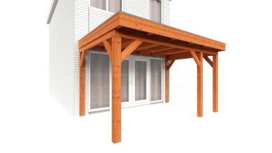 Trendhout Aanbouwveranda Ancona 415x330 cm - plat dak model rechts