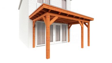 Trendhout Aanbouwveranda Lucca 460x325 cm - Plat dak model rechts