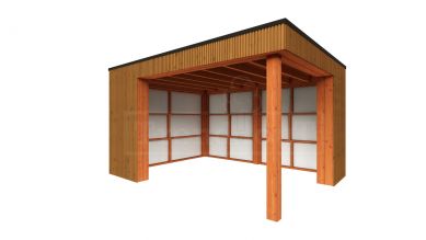 Trendhout Buitenverblijf Capri 425x375 - Plat dak model links