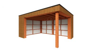 Trendhout Buitenverblijf Capri 490x425 - Plat dak model links