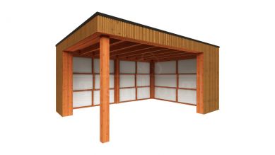 Trendhout Buitenverblijf Capri 490x425 - Plat dak model rechts