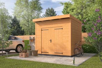 Berging Almelo 300x300 cm incl. dubbele deur, horizontale wanden onbehandeld - Bouwpakket