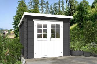 Blokhut Indi 230x230 cm - Carbon Grey-Wit gecoat main