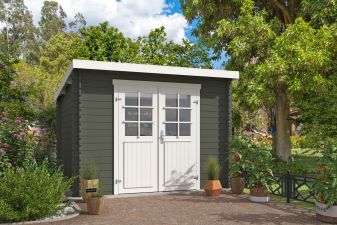 Blokhut Nadia 275x275 cm - Carbon Grey-Wit gecoat main