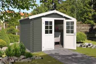Outdoor Life Norah Blokhut 295x295 cm 28 mm vuren Green Grey-Wit gecoat