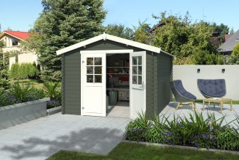 Blokhut Norah 295x400 cm - Green Grey-Wit gecoat