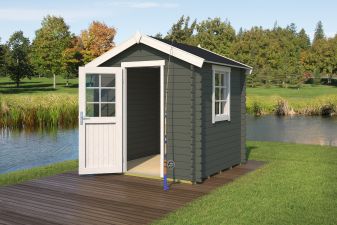 Blokhut Wels 200x200 cm - Green Grey-Wit gecoat main