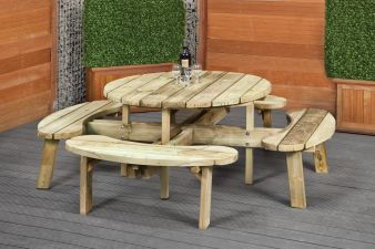 Vuren picknicktafel rond