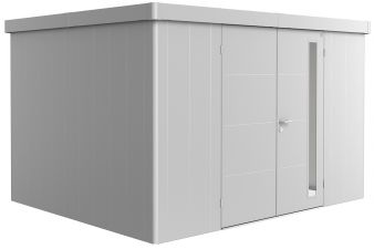 Biohort Metalen tuinhuis Neo - Dubbele deur - Zilver - 3D (348x292 cm)