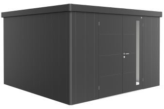 Biohort Metalen tuinhuis Neo - Dubbele deur - Donkergrijs - 4D (348x348 cm)