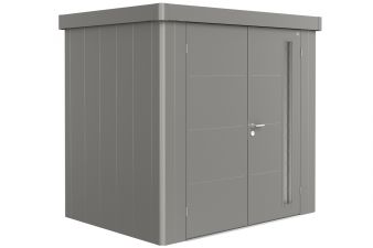 metalen berging neo 1b kwartsgrijs - dubbel deur