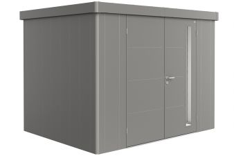 metalen berging neo 2c kwartsgrijs - dubbele deur