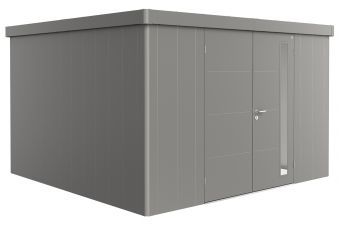 Biohort Metalen tuinhuis Neo - Dubbele deur - Kwartsgrijs - 4D (348x348 cm)