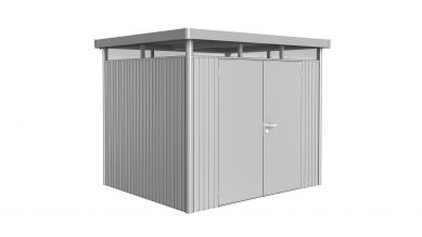 Highline H3 metalen berging met dubbele deur in kleur zilvergrijs