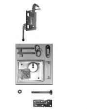 Boerenklinkstel met kelderbandslot t,b,v, poort op stalen frame