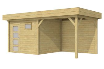 Blokhut Bonte Kraai 300x250 cm + luifel 400 cm - geïmpregneerd