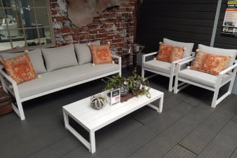Textileen loungeset Buffalo wit | lichtgrijze kussens - Hoofddorp