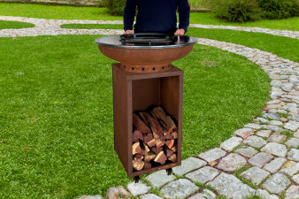 Barbecue Camarada Base Corten top Corten - incl. hoes en houtopslag - Ø70 cm