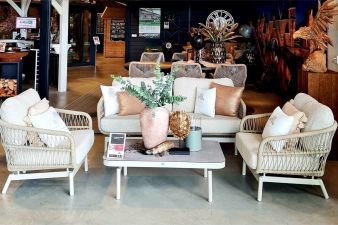 Loungeset Carlijn 4-delig – Aluminium met beige kussens