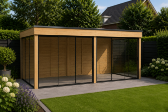 Overkapping Novo 670x300 cm Douglas incl. glasschuifwanden (incl. EPDM)