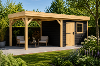 Buitenverblijf Novo 300x400 cm + overkapping 300 cm (incl. EPDM)