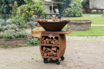 Barbecue Companero XXL 2.0 Cortenstaal - incl. hoes en houtopslag - Ø80cm