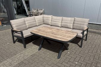 Cornerset Donna 3-delig – Aluminium met Taupe Kussens