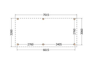 Bouwpakket aanbouwveranda 701,5x326 cm links fijnbezaagd Douglas