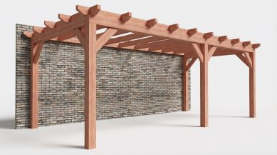 Bouwpakket aanbouwveranda 701,5x326 cm rechts fijnbezaagd Douglas