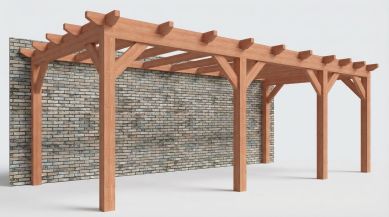 Bouwpakket aanbouwveranda 709x326 cm rechts fijnbezaagd Douglas