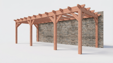 Bouwpakket aanbouwveranda 815x326 cm rechts fijnbezaagd Douglas